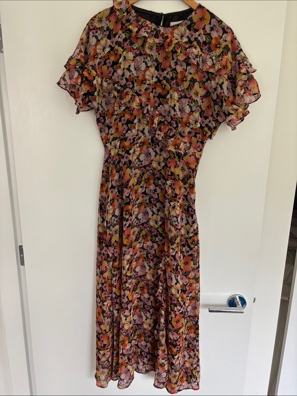 Floral Ruffle Midi Dress - Pink Multi